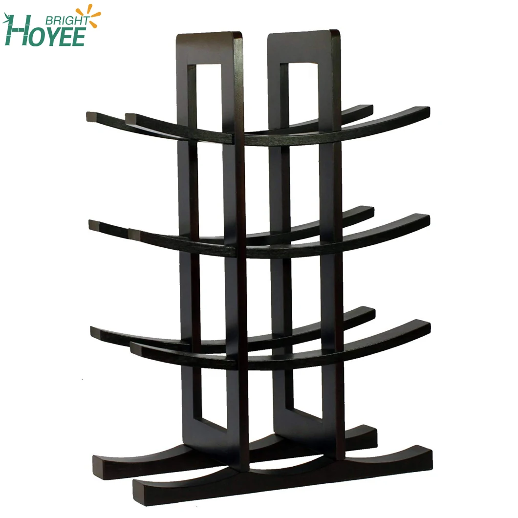 Eco Friendly Bamboo Wine Rack Black Holding 12 Bottles Wine Storage Holder Rack