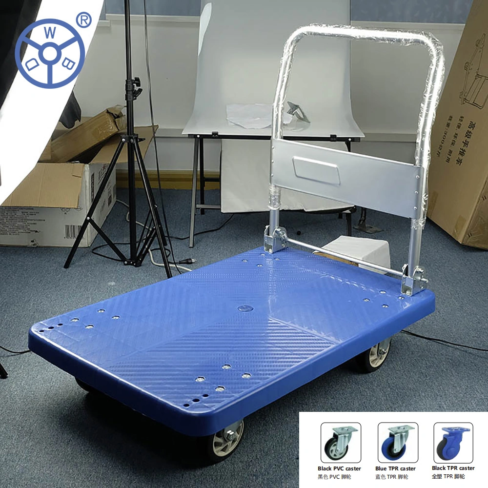 Wbd High Quality Blue Hand Trolley Low Price Warehouse Supermarket Hand Pull Trolley