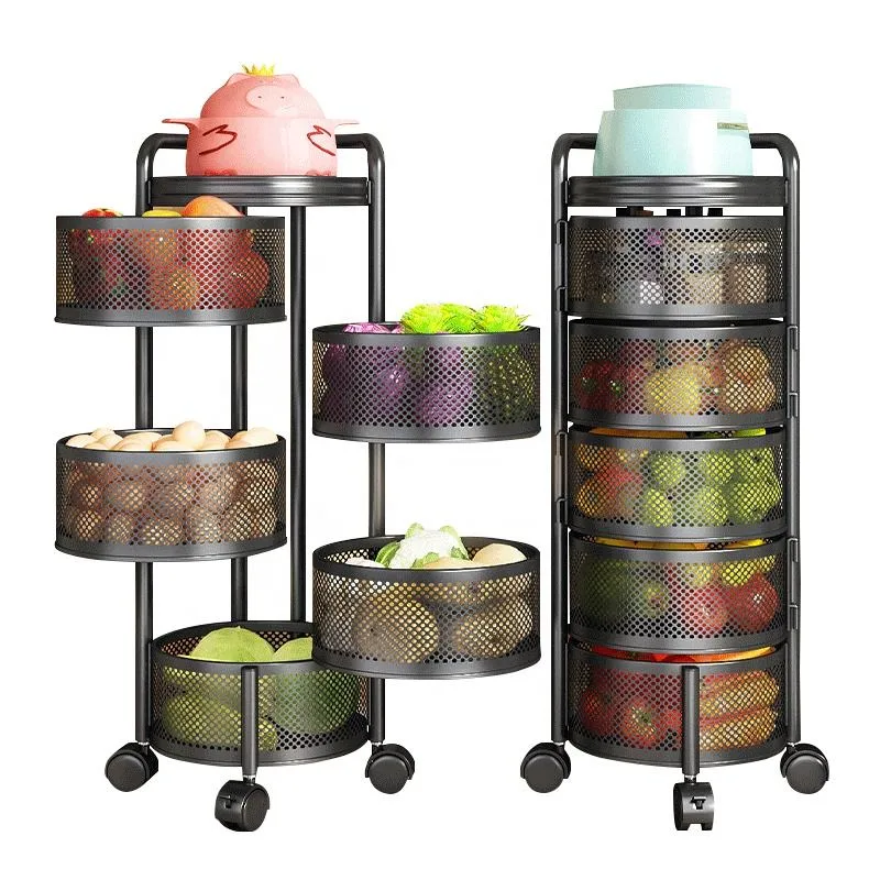 Rotating Shelf Multi-Function 3/4/5 Layers Round Vegetable Fruit Home Organizer Removable Kitchen Storage Rack