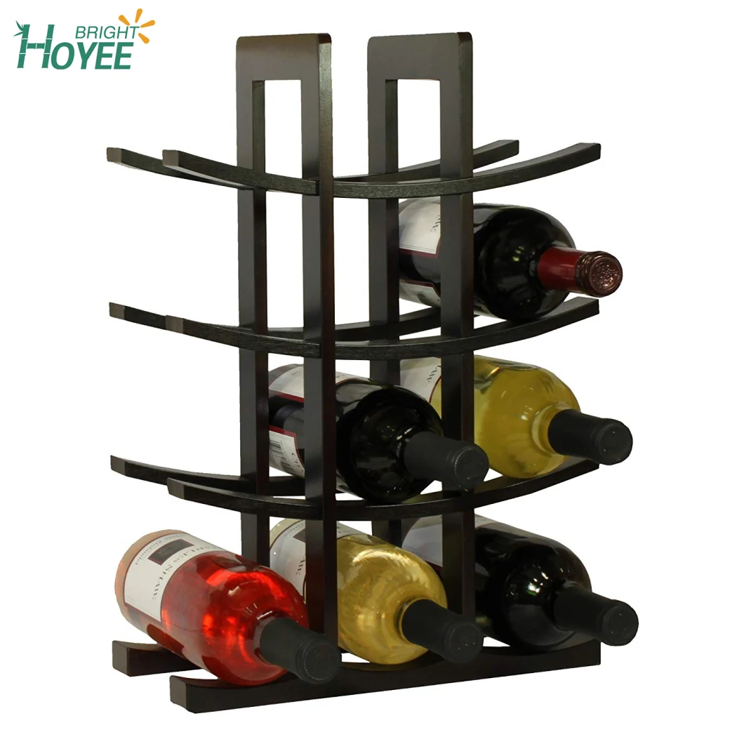 Eco Friendly Bamboo Wine Rack Black Holding 12 Bottles Wine Storage Holder Rack