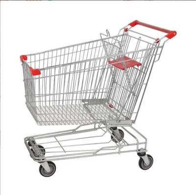 Carro de la compra práctico y hermoso Carro de la compra de supermercado de 2 capas cromado para supermercado